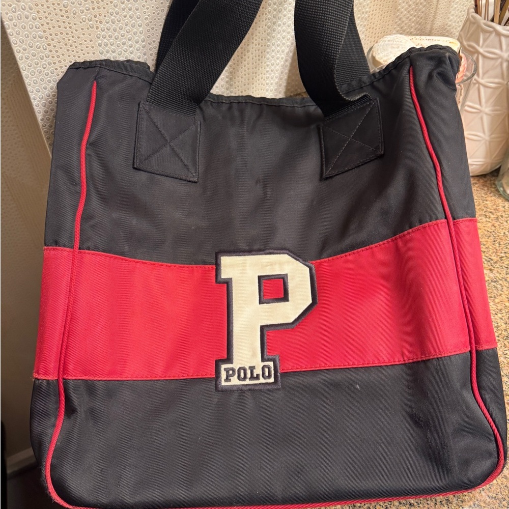 Vinatge Polo‎ by Ralph Lauren Black and Red Tote Bag